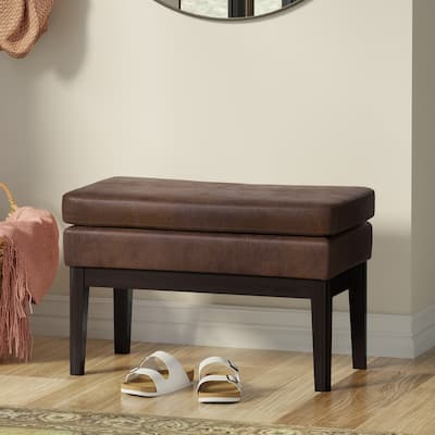 WYNDENHALL Bragg 27 inch Wide Mid Century Small Ottoman Bench