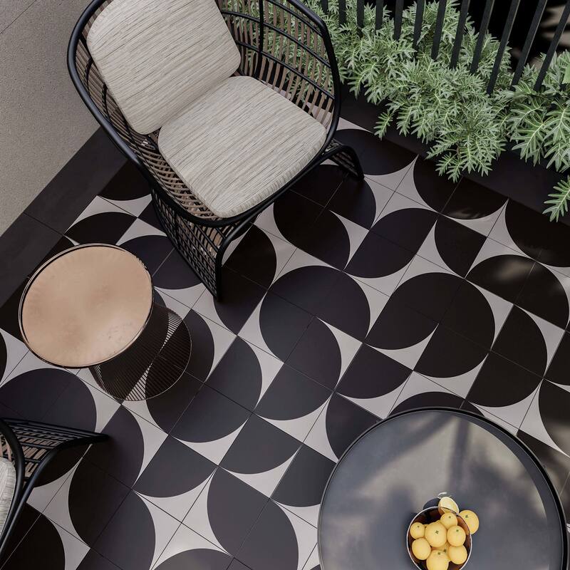 Cruz Bay Studio MKT61125 Luna - 8" x 8" Square Floor and Wall Tile - - Domino Matte