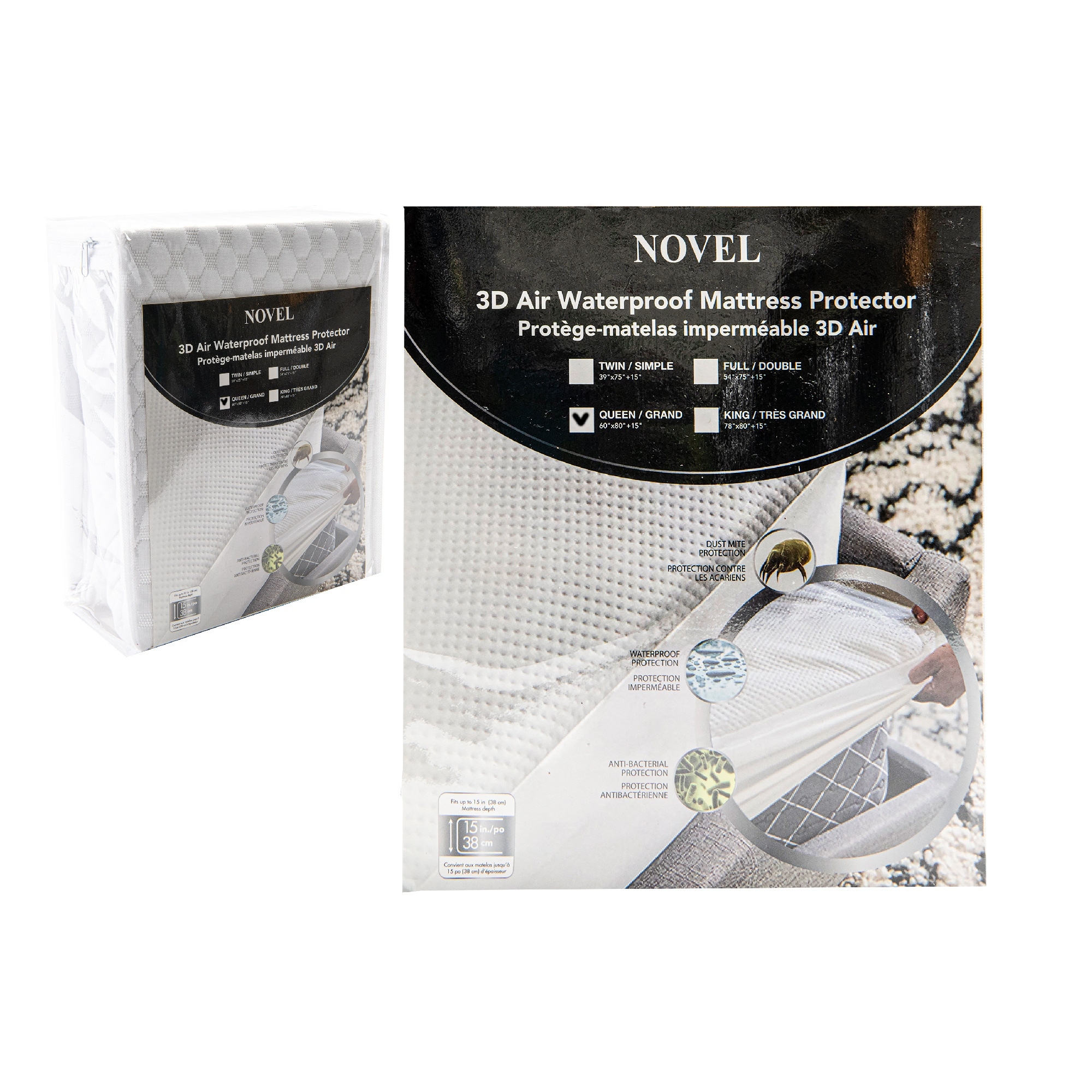 3D Air Waterproof Mattress Protector Twin - White