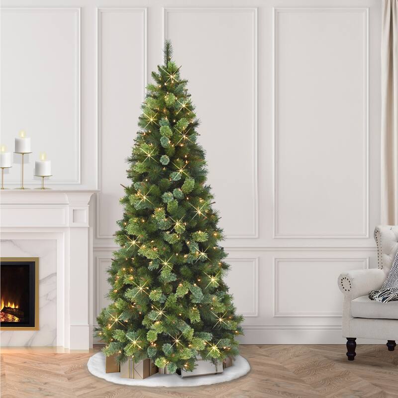 Puleo International 6.5 ft. Pre-Lit Slim Portland Artificial Fir Tree