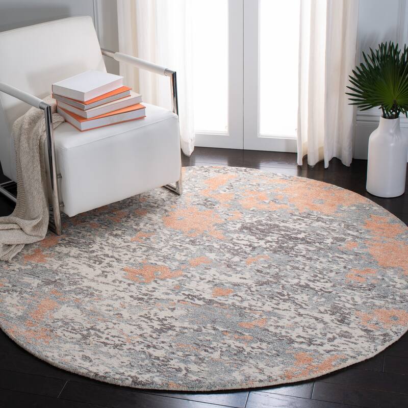 SAFAVIEH Handmade Restoration Vintage Dania Modern Wool Rug - 6' Round - Rust/Grey