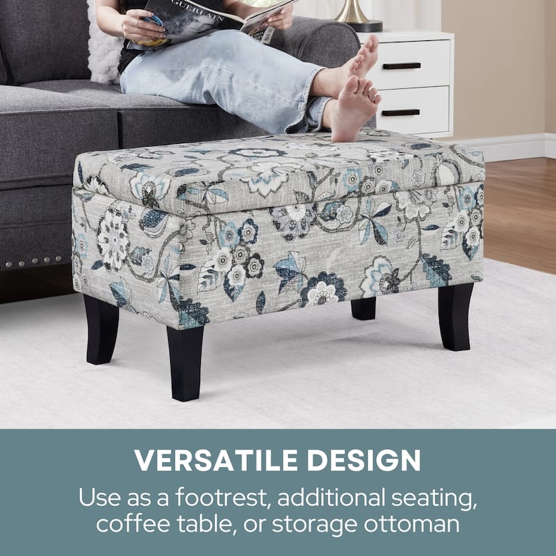 Versatile Upholstered Storage Ottoman with Comfortable Padded Seat and Functional Storage Compartment