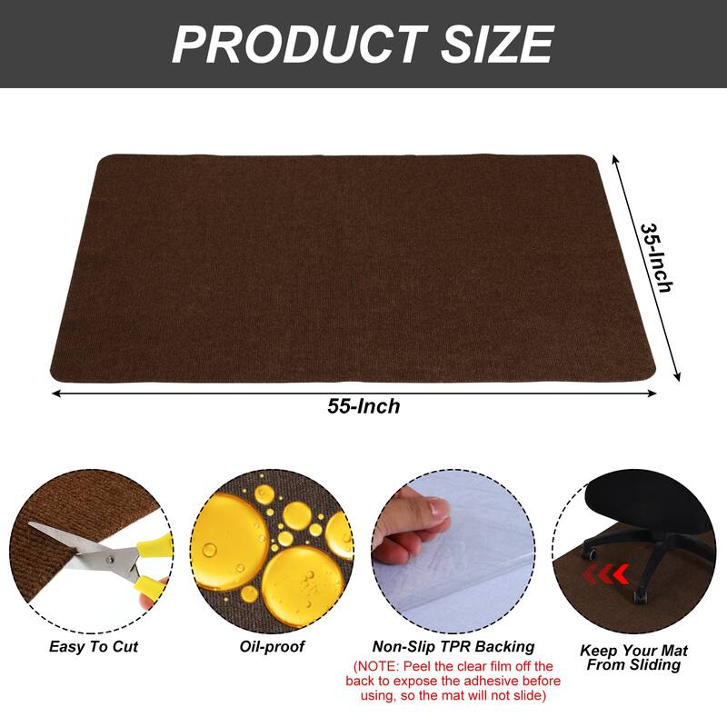 55 Inches x 35 Inches Office Chair Mat for Hardwood Floors - Brown