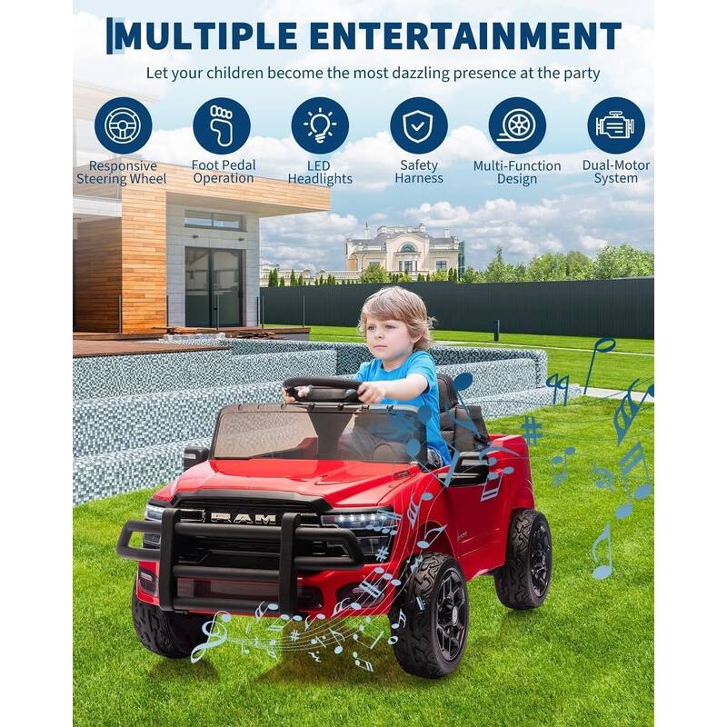 12V Licensed RAM Ride On Pickup Truck Car Toys for Kids Best Gift