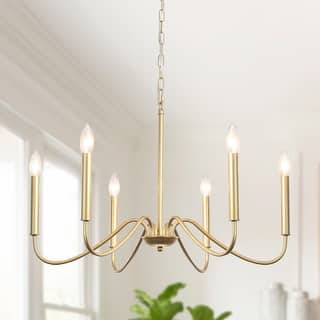 6-Light Farmhouse Candle Design Hanging Linear Chandelier Lighting for Kitchen Island