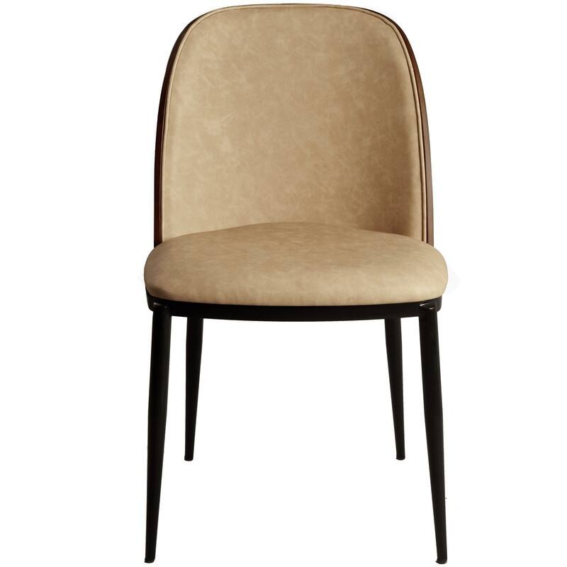 Dining Chair with Upholstered Seat and Back Side Chair with MDF Wood Frame in Black Steel