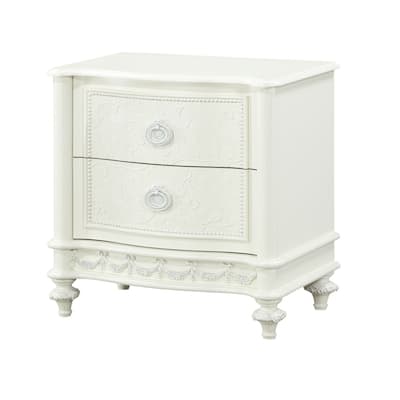 Ivory White 2 Drawer 16 in. W Nightstand with Trimmed Edge Design