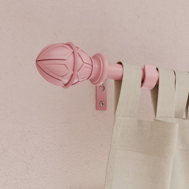 Acroma Metal Adjustable Single Modern Curtain Rod Pink - 48 to 84 inches