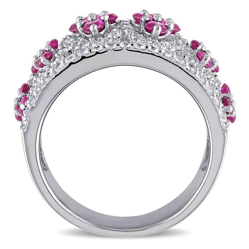 Miadora 3ct TGW Created Ruby Created White Sapphire Ring Sterling Silver