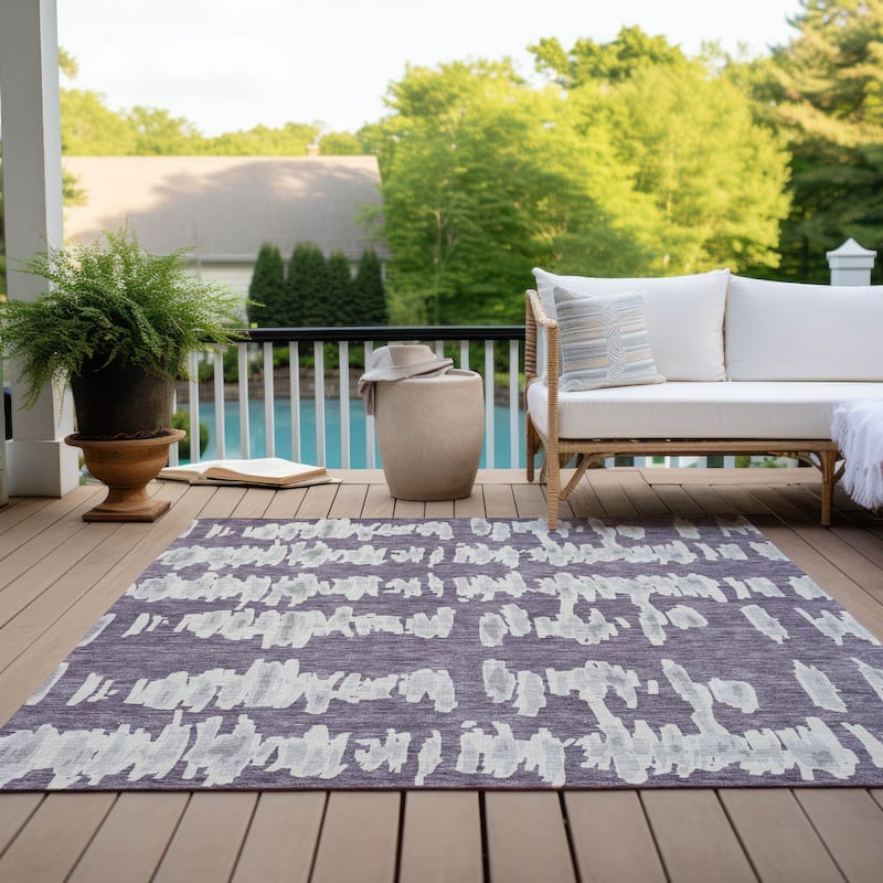 Machine Washable Indoor/ Outdoor Chantille Abstract Contemporary Rug