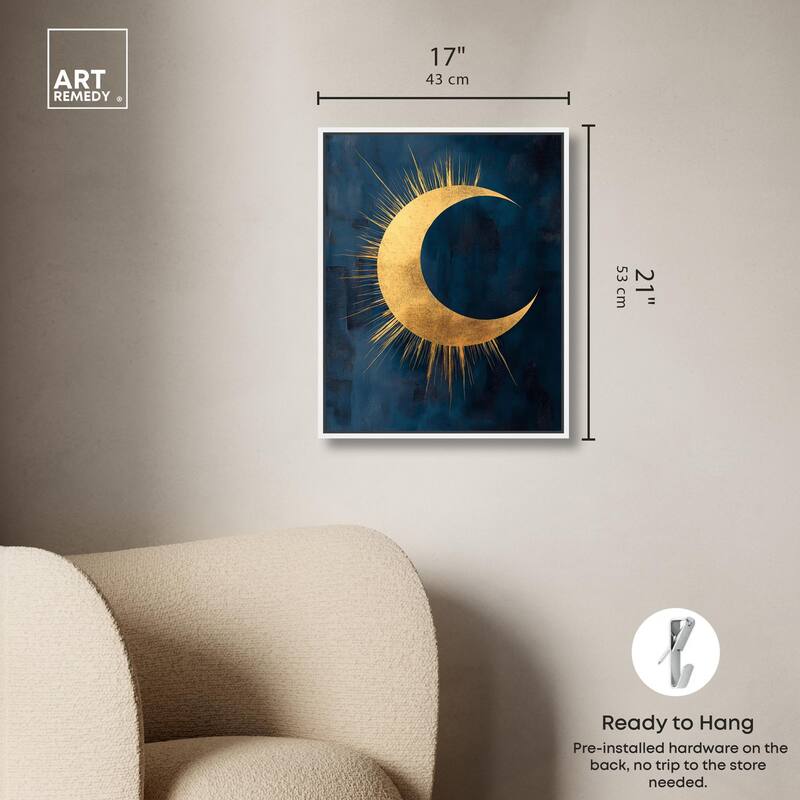 Gold Moon on Indigo Canvas by Art Remedy