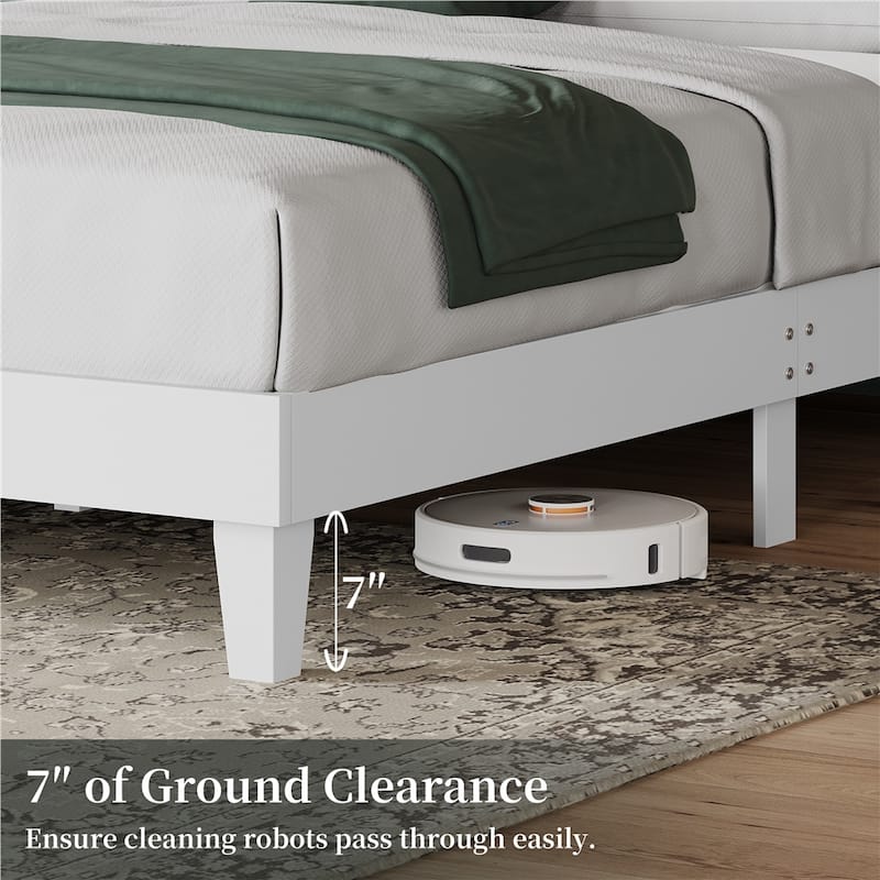 Yaheetech Farmhouse Wood Bed Platform No Box Spring Needed