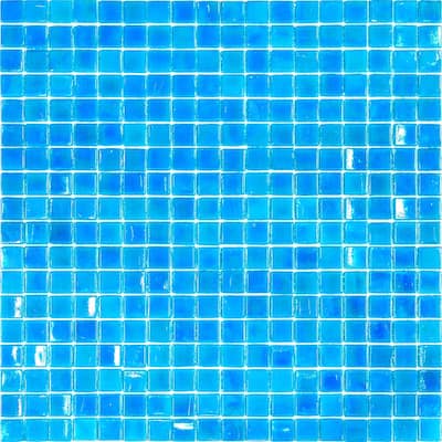 Apollo tile 12" x 12" Skosh Glossy Sea Blue Glass Tile (18.69 sq ft/case) - 20 Pack