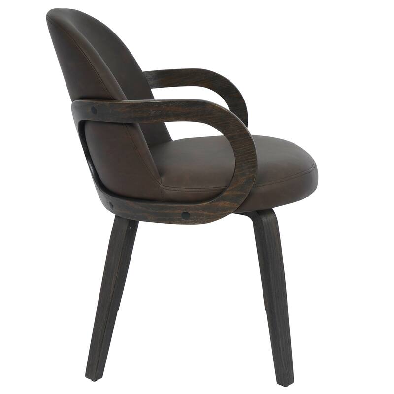 Modern Faux Leather and Bentwood Dining Chair, Set of 2