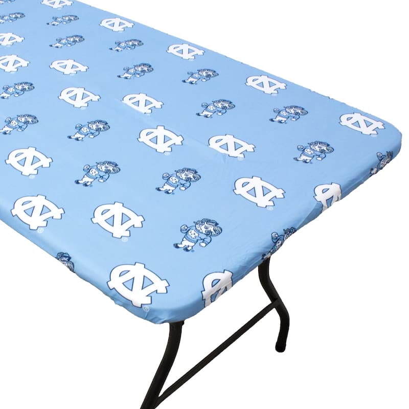 North Carolina Tar Heels Tailgate Fitted Tablecloth, 33" x 33", Card Table - 72" x 30", 6 ft table