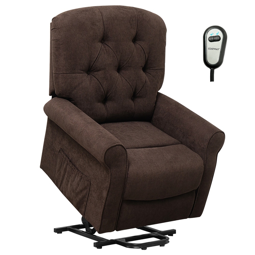 Costway Power Lift Recliner Chair Sofa for Elderly w/ Side Pocket &