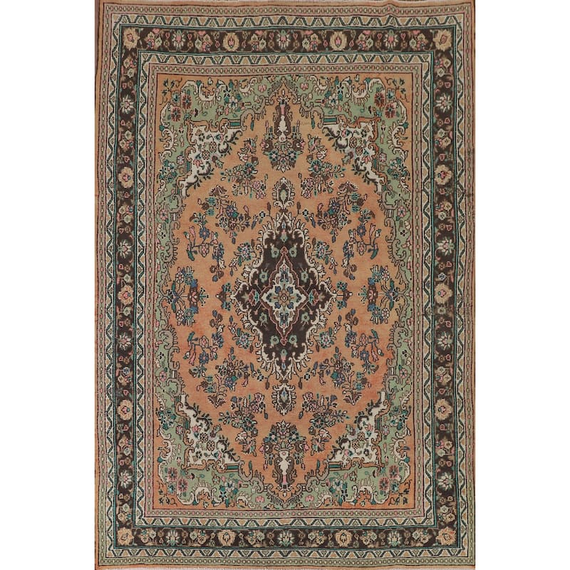 Hamedan Persian Vintage Rug Hand-Knotted Wool Carpet - 7'2"x 10'2"
