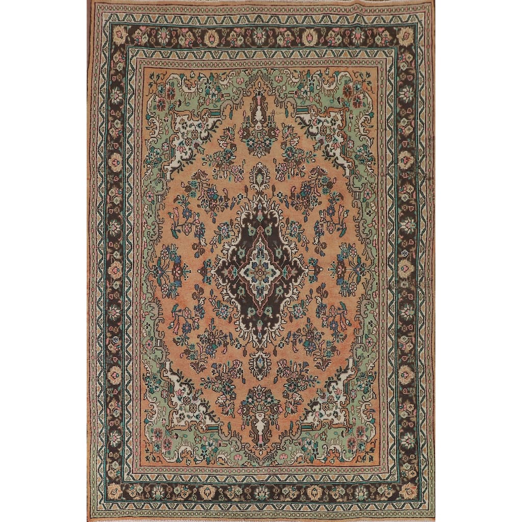 Hamedan Persian Vintage Rug Hand-Knotted Wool Carpet - 7'2"x 10'2"