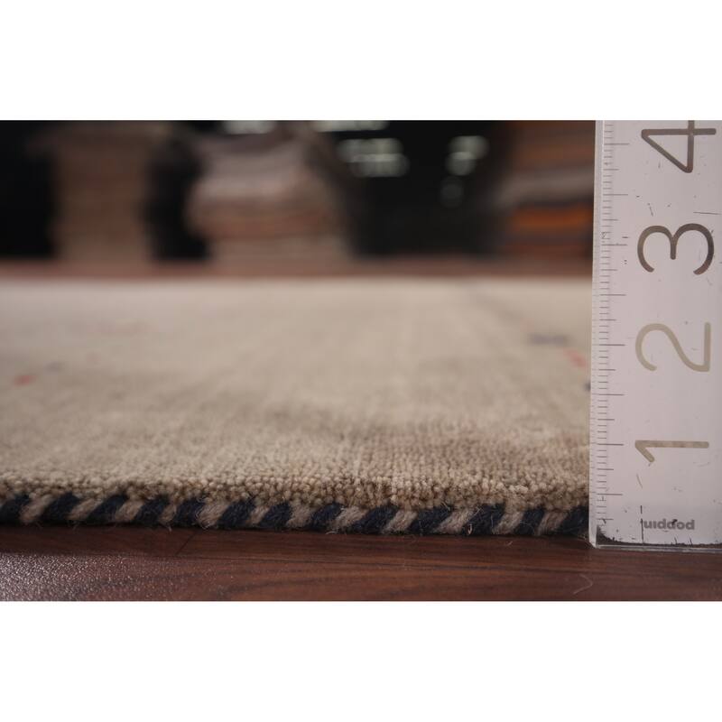 Light Brown Tribal Gabbeh Indian Accent Rug Handmade Wool Carpet - 4'0"x 5'10"