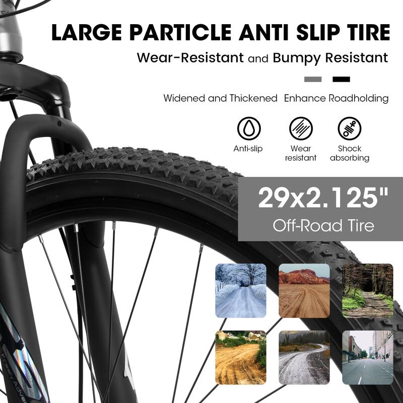 A29367 29 Inch Mountain Bike 21 Speed, Suspension Fork, Aluminum Frame Disc Brake, Mountain biking for both men and women.