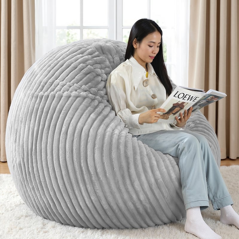 5-foot Round Plush Corduroy Convertible Bean Bag Chair Lounge