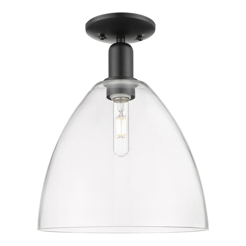 Innovations Lighting Endless Possibilities Arcadia - Bristol - 1 Light 12" Semi-Flush Mount - Clear/Matte Black