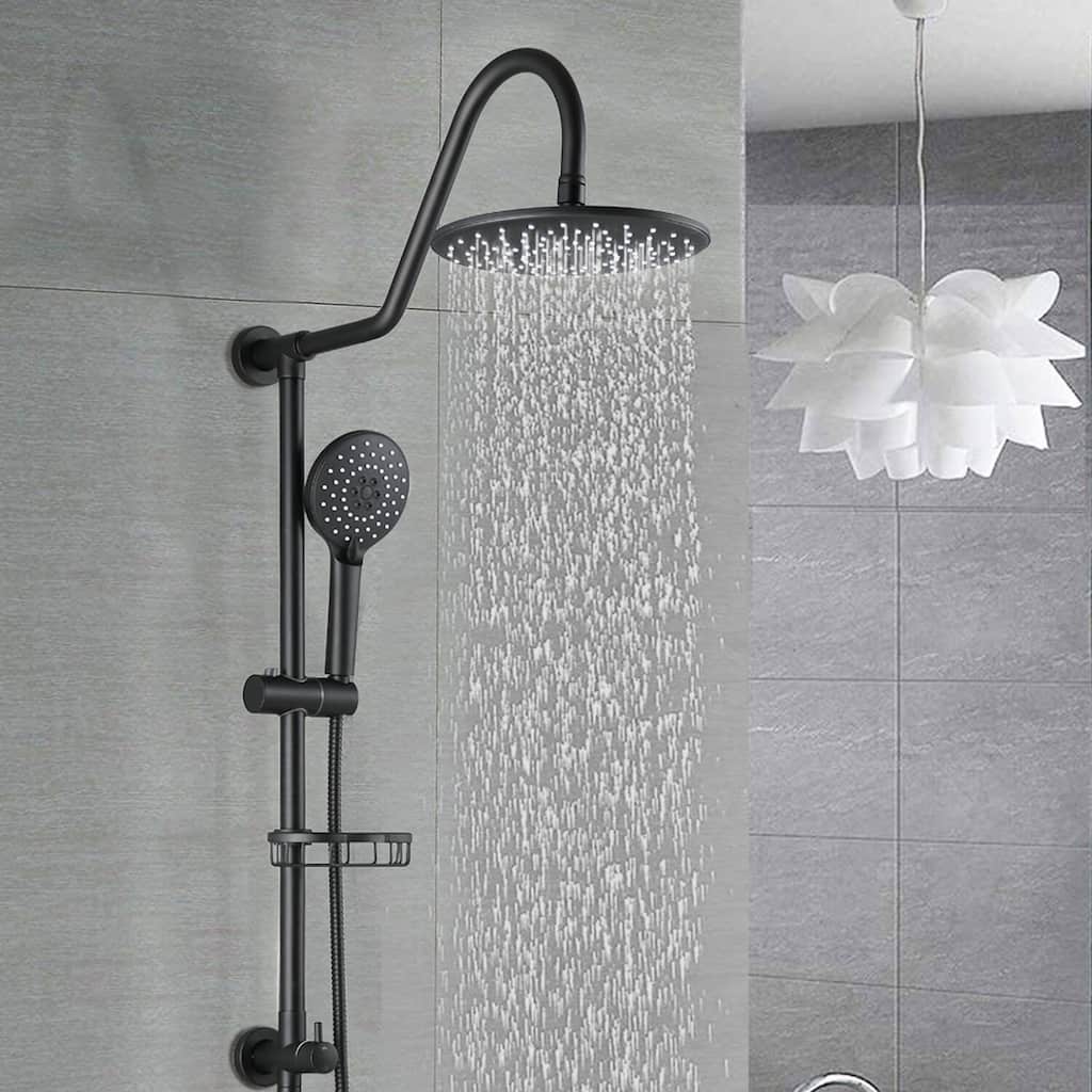 YASINU Matte Black 2-Spray Shower System with Handheld shower