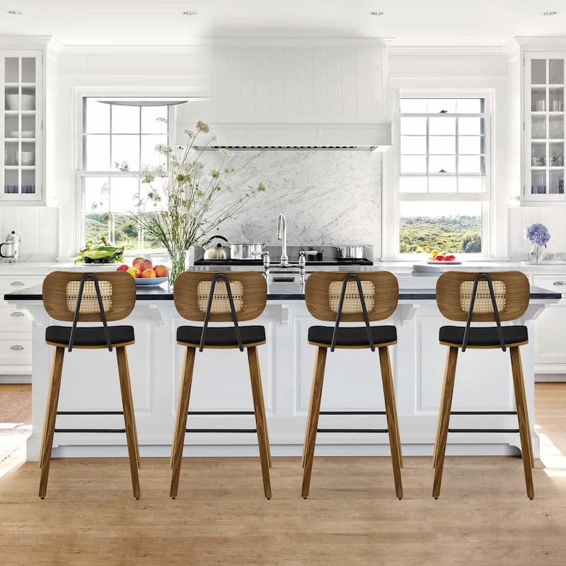 26" Upholstered Wood Counter Height Bar Stools - 17.7"W x 19.5"D x 35.1"H