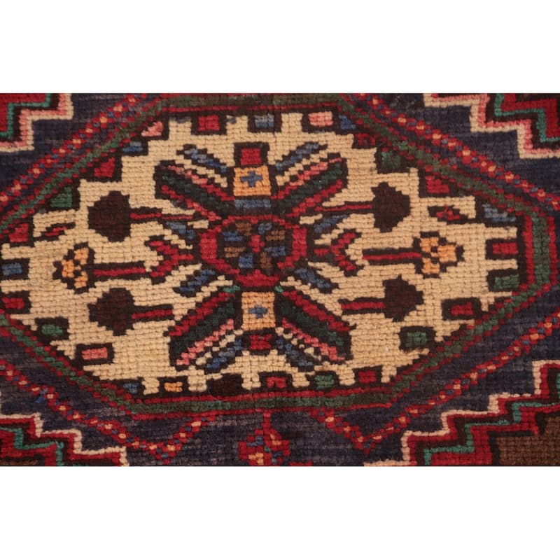 Brown Geometric Hamedan Vintage Persian Area Rug Handmade Wool Carpet - 4'6"x 7'1"