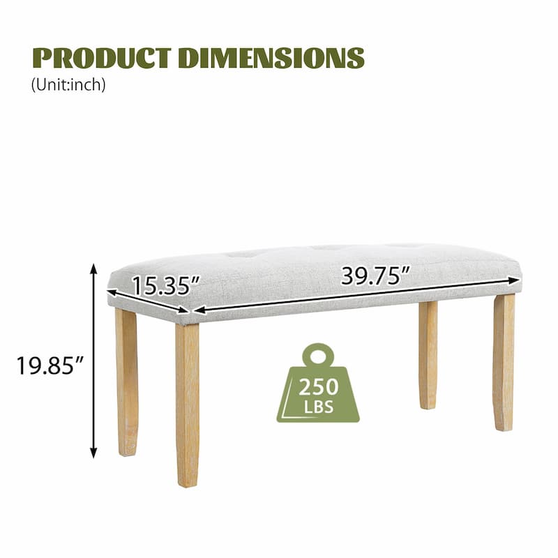 ​Tufted Linen Bench - 40" Multi-Purpose Seating