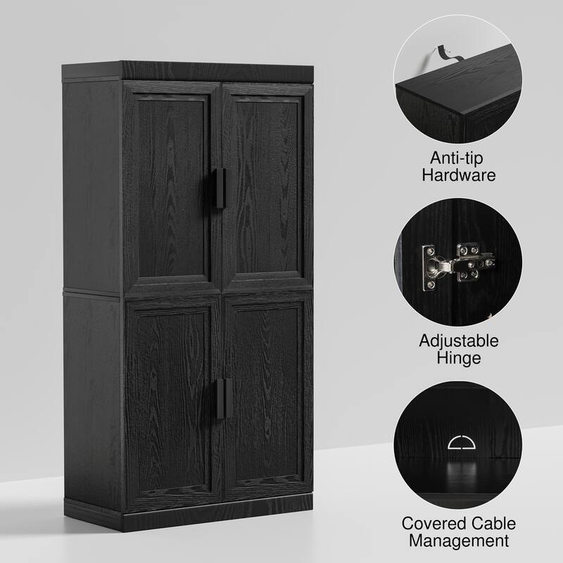 Wooden Accent Cabinet Storage Modern Sideboard Buffet Cabinet with Adjustable Shelf for Living Room Dining Room Entryway