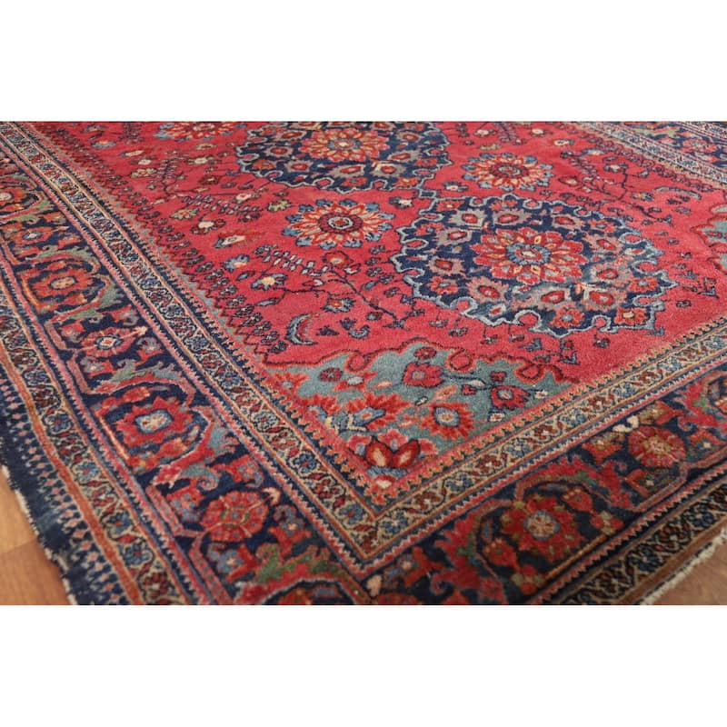Pre-1900 Antique Vegetable Dye Sarouk Farahan Persian Wool Carpet - 5'0"x 6'2"