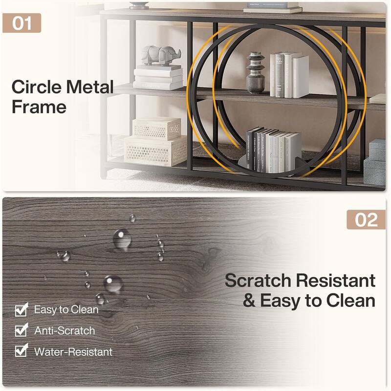 70.9" Extra Long Console Table Sofa Table Behind Couch with Wood Storage Shelves Metal Frame for Entryway/Living Room/Hallway