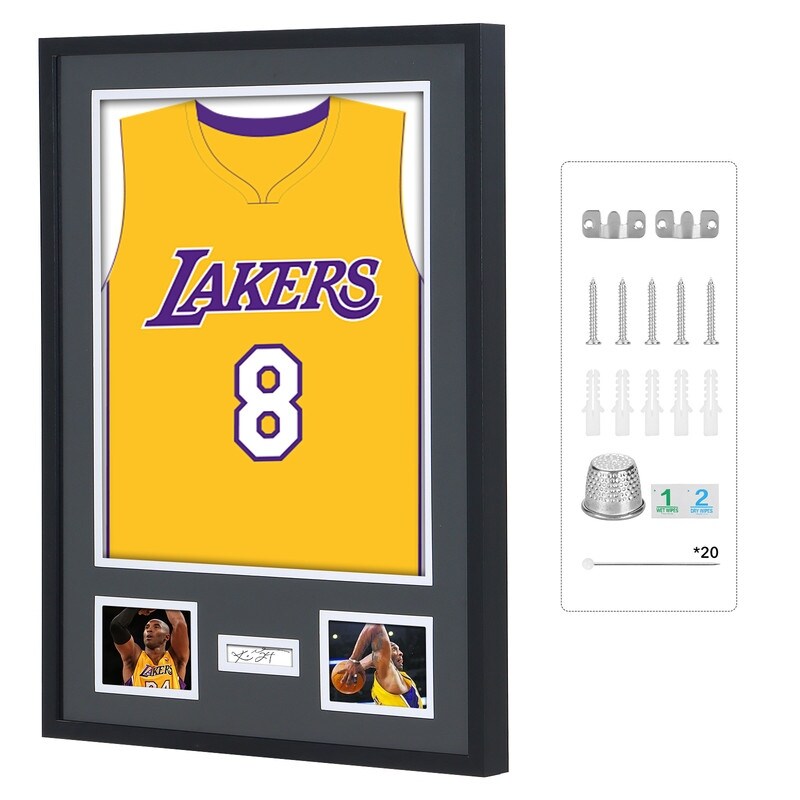 Jersey Frame Display Case, Jersey Frame, Jersey Display Case, Wood with 98% UV Protection for Sports Shirts, Photos & Signature