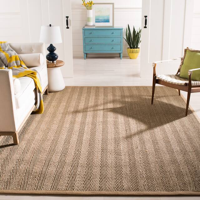 SAFAVIEH Natural Fiber Oceana Herringbone Seagrass Rug - 8' x 10' - Natural/Beige