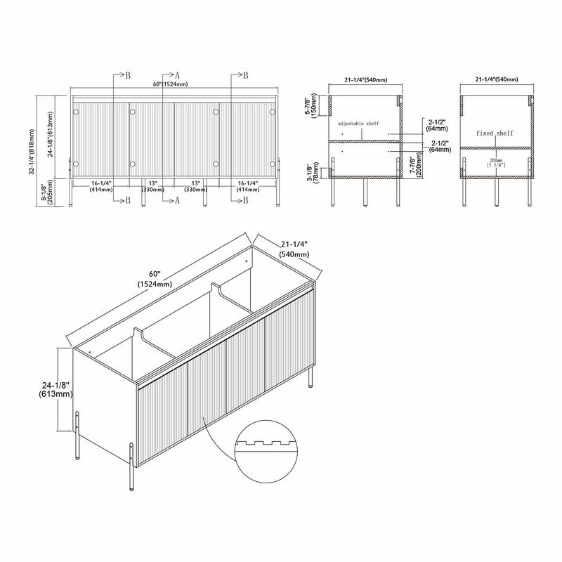Ripple 60" Bathroom Vanity Kit (Assembly Required)