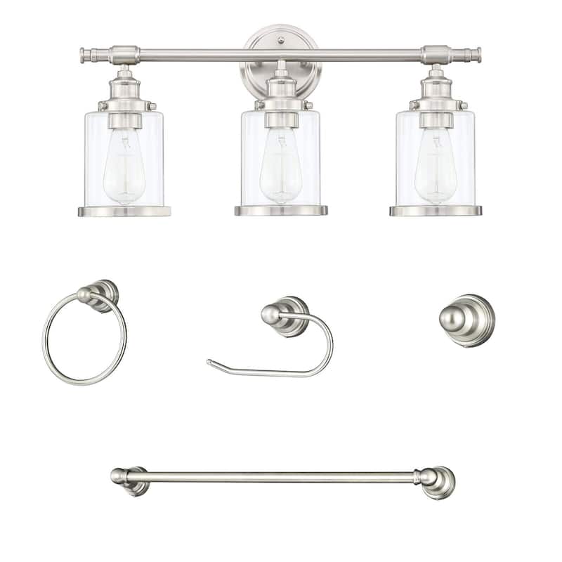 3 Light Vanity Light Fixture,5-Piece All-In-One Bathroom Set - 23.5"x7.37"x12"