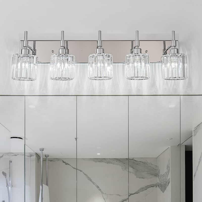 Modern Dimmable Crystal Bathroom Vanity Light Wall Sconces with Crystal Shades