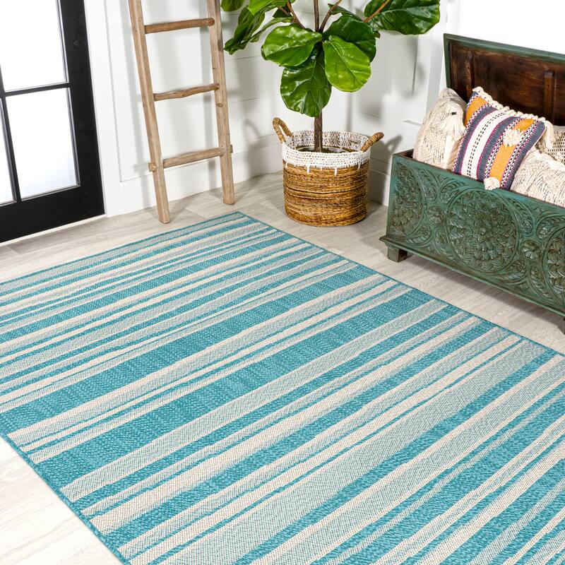 JONATHAN Y Chevron Wavy Stripe Modern Indoor/Outdoor Area Rug