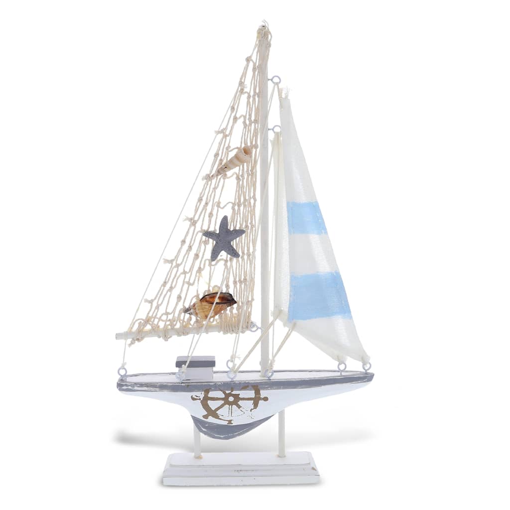 CoTa Global Moonlight Wood Sailboat Model Nautical Decor 12.5 Inch - 12.5 Inch