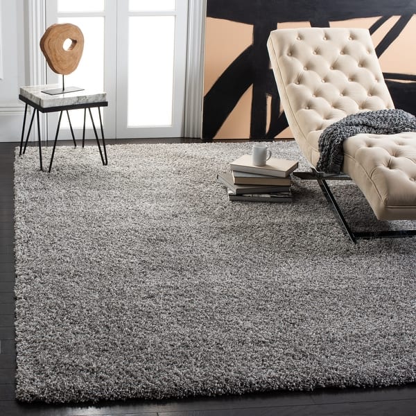 slide 1 of 1, SAFAVIEH California Premium Shag Izat 2-inch Thick Area Rug - Silver - 5'3" Square