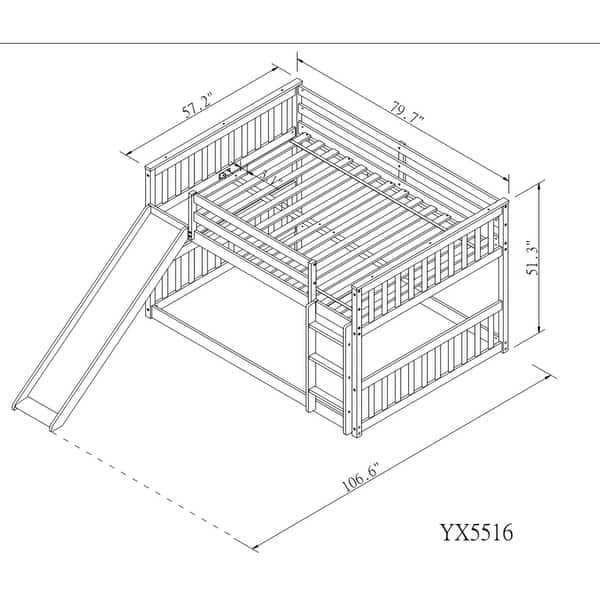 dimension image slide 1 of 2, Full over Full Bunk Bed with Slide and Ladder