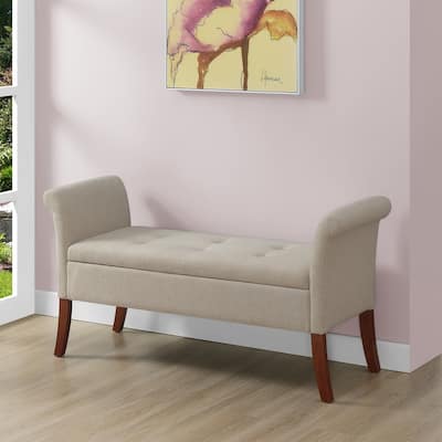 Storage Bench Ottoman - Upholstered Seat with Built-In Storage, Comfortable Cushion Top, and Stylish Home Accent