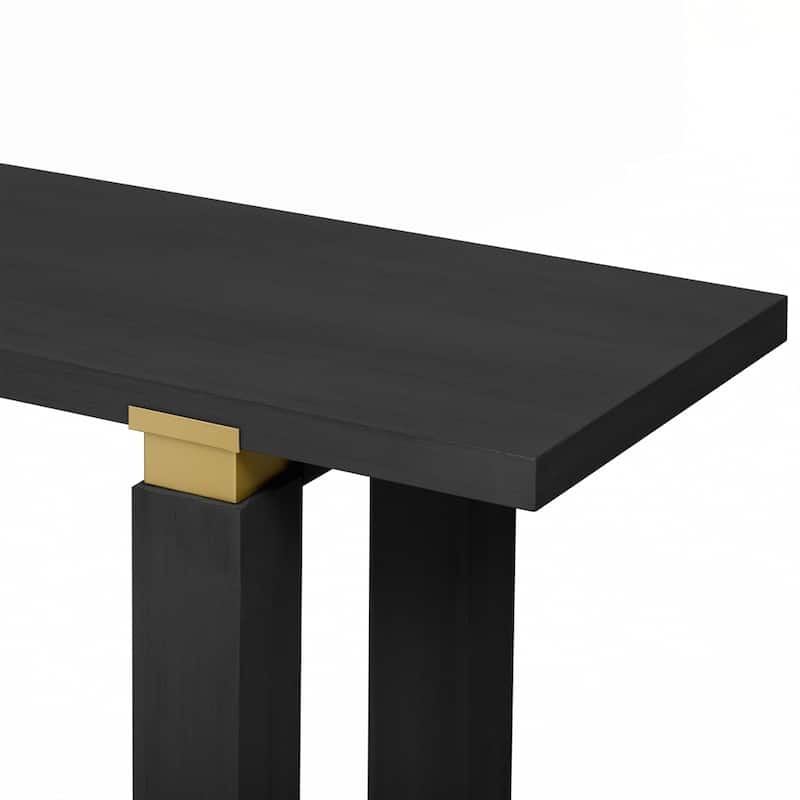 Solid Wood Entryway Sofa Table with Metal Accents