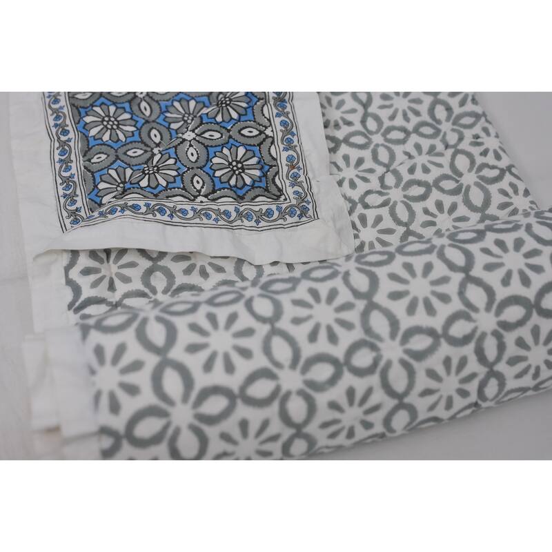 Fabdivine Hand Block Print Artisan Handmade Cotton Quilt Floral