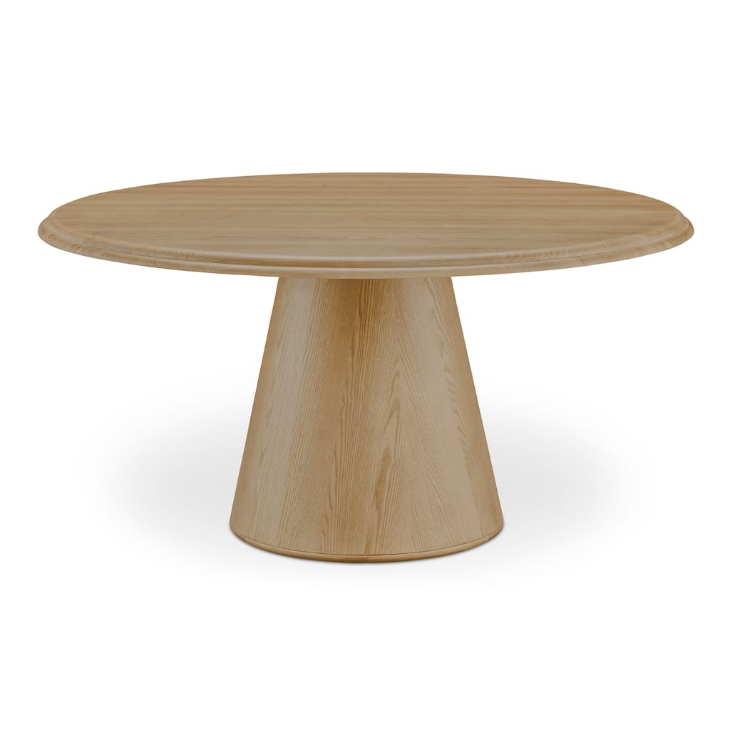 NADAAL STUDIOS Lumiel Round Dining Table for 8, Solid Ash Wood Top & Veneer Base, Black Metal Panel