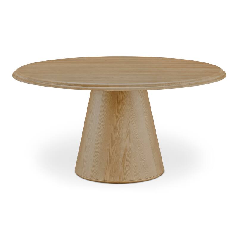 NADAAL STUDIOS Lumiel Round Dining Table for 8, Solid Ash Wood Top & Veneer Base, Black Metal Panel