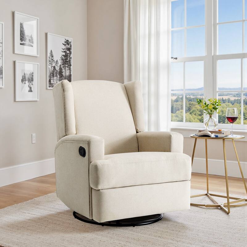 Swivel Wingback Glider Rocker Nursery Recliner Chair - BEACH