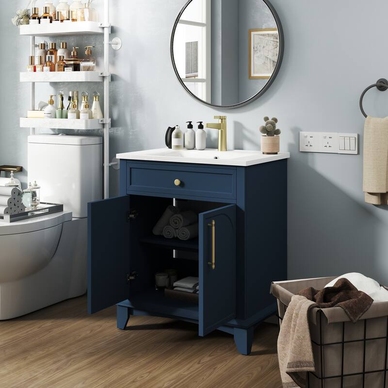 28" Freestanding Bathroom Vanity Cabinet with Sink