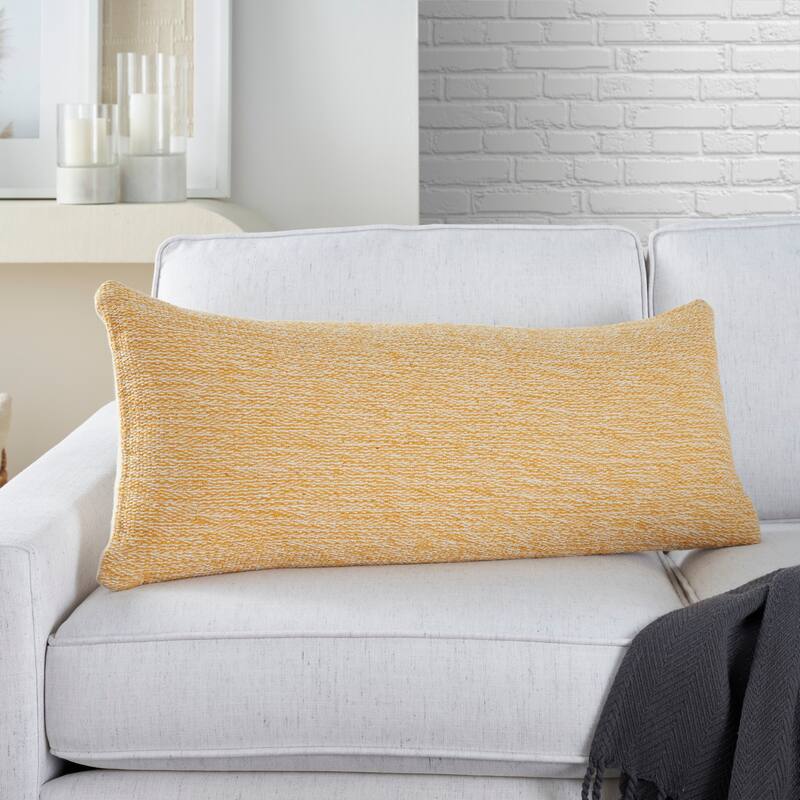 Mina Victory Life Styles Woven Cotton Modern Solid Throw Pillow , ( 12" x 30" )